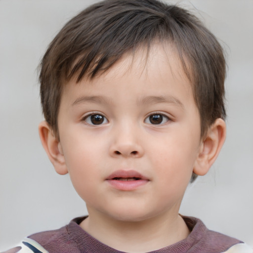 Neutral white child male with short  brown hair and brown eyes