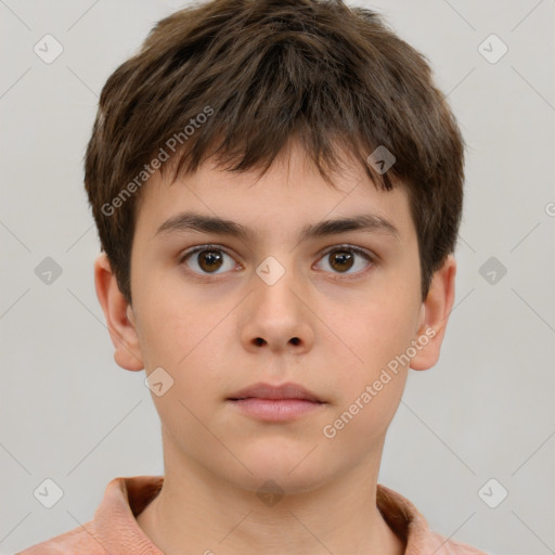 Neutral white child male with short  brown hair and brown eyes