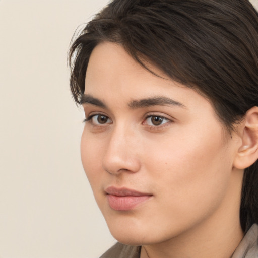 Neutral white young-adult male with medium  brown hair and brown eyes