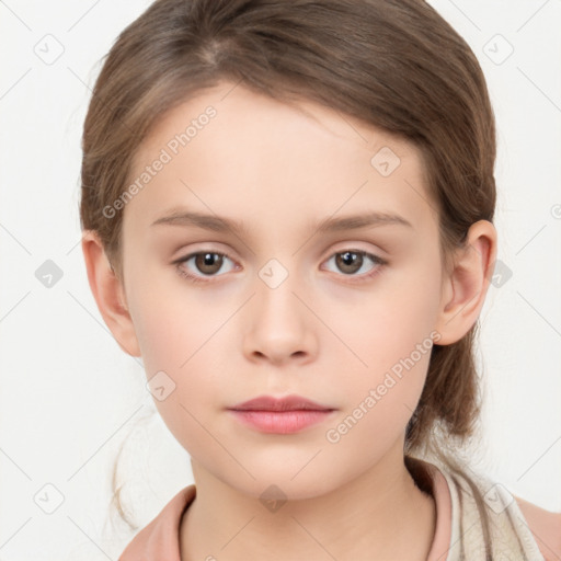 Neutral white child female with medium  brown hair and brown eyes