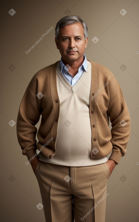 Middle-aged male with  brown hair