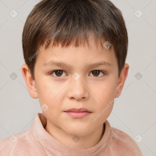 Neutral white child male with short  brown hair and brown eyes