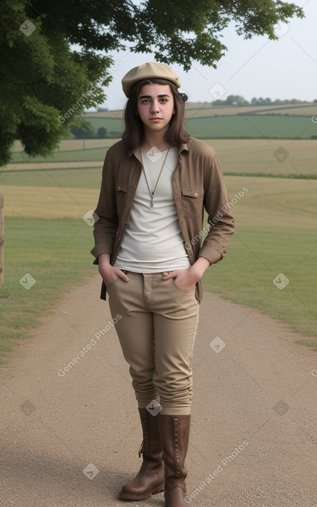 Arab young adult non-binary with  brown hair