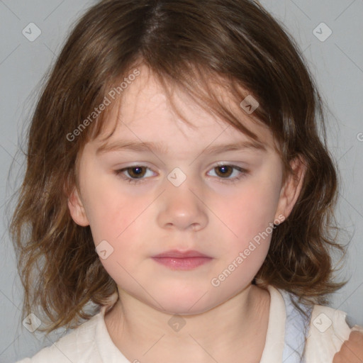 Neutral white child female with medium  brown hair and brown eyes