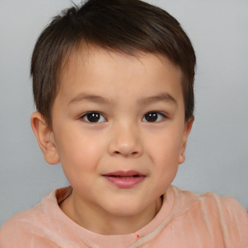 Neutral white child male with short  brown hair and brown eyes