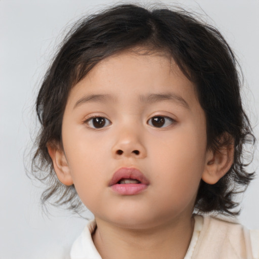 Neutral asian child female with medium  brown hair and brown eyes