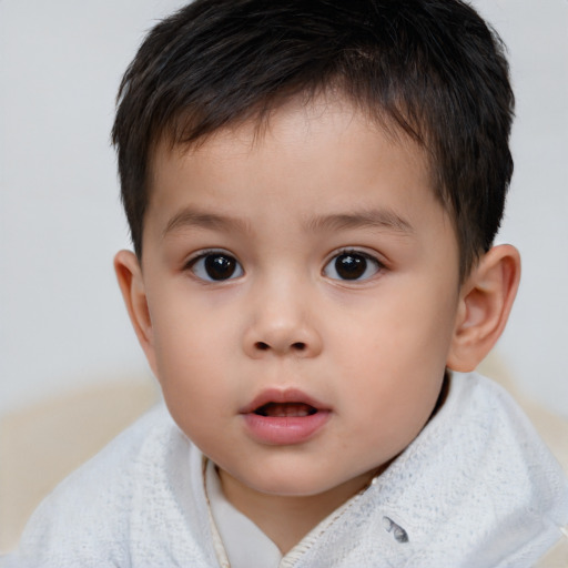 Neutral white child male with short  brown hair and brown eyes