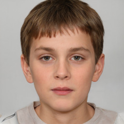 Neutral white child male with short  brown hair and brown eyes