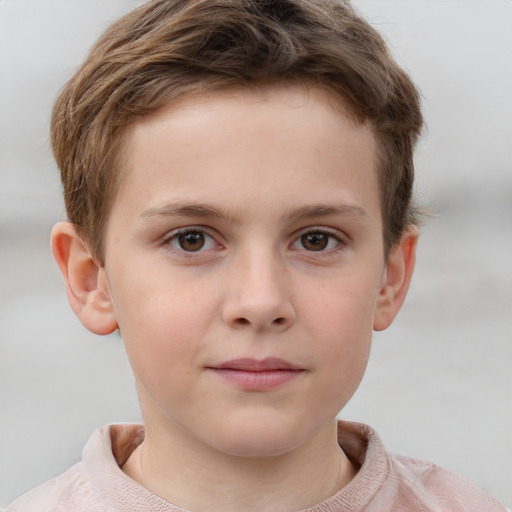 Neutral white child male with short  brown hair and grey eyes