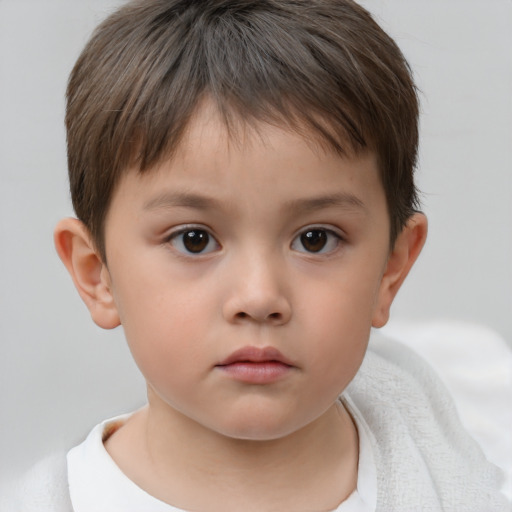 Neutral white child female with short  brown hair and brown eyes