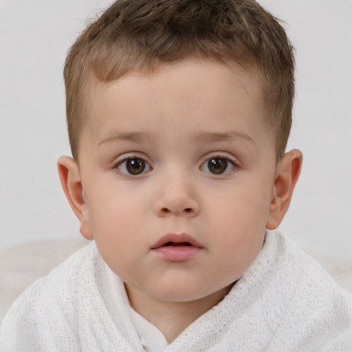 Neutral white child male with short  brown hair and brown eyes