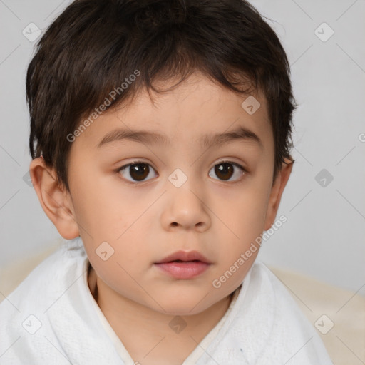 Neutral white child male with short  brown hair and brown eyes