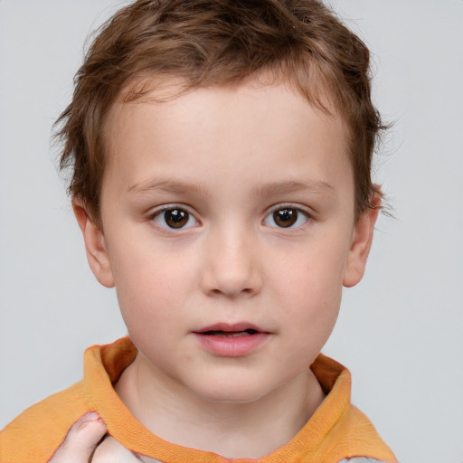 Neutral white child male with short  brown hair and brown eyes