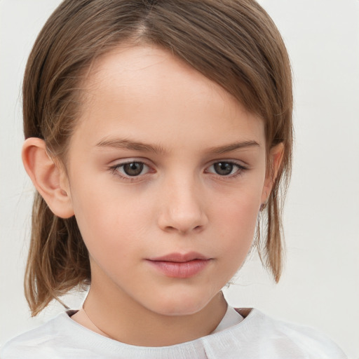 Neutral white child female with medium  brown hair and brown eyes