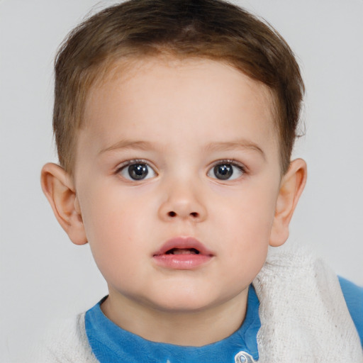 Neutral white child male with short  brown hair and brown eyes