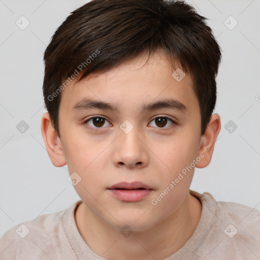 Neutral white child male with short  brown hair and brown eyes