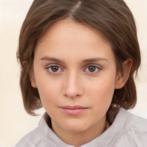 Neutral white child female with medium  brown hair and brown eyes