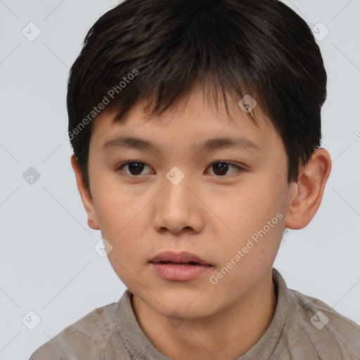 Neutral asian young-adult male with short  brown hair and brown eyes