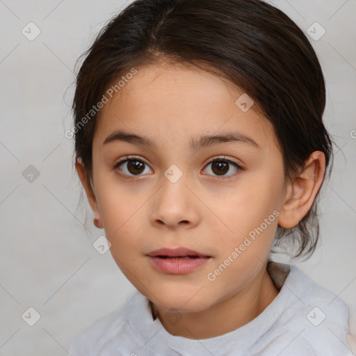 Neutral white child female with medium  brown hair and brown eyes