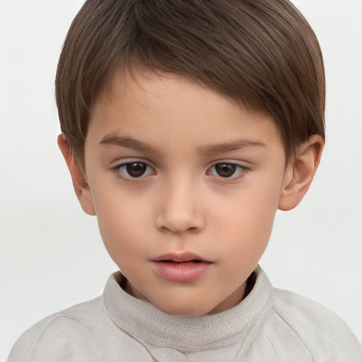 Neutral white child female with short  brown hair and brown eyes