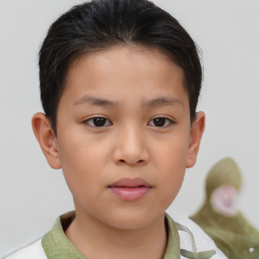 Neutral white child female with short  brown hair and brown eyes