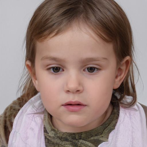 Neutral white child female with medium  brown hair and brown eyes