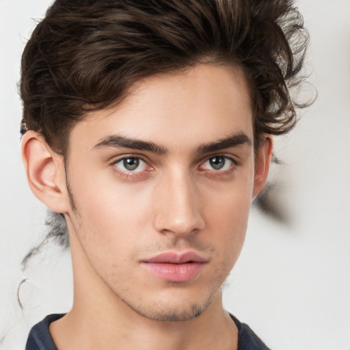 Neutral white young-adult male with medium  brown hair and brown eyes