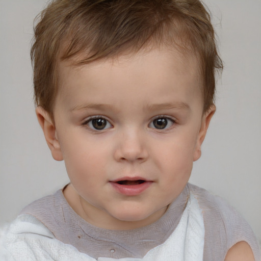 Neutral white child male with short  brown hair and brown eyes