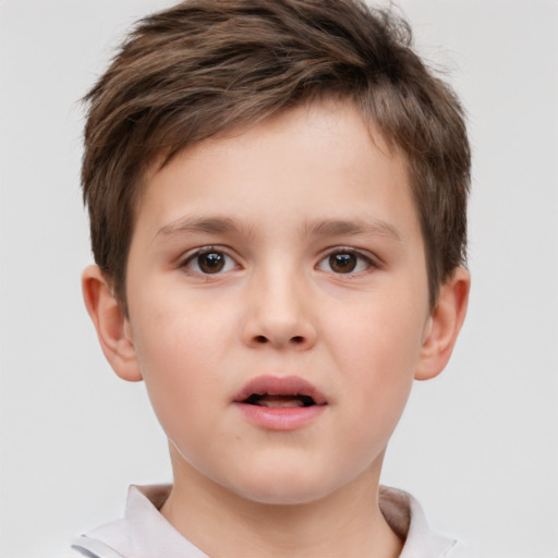 Neutral white child male with short  brown hair and brown eyes