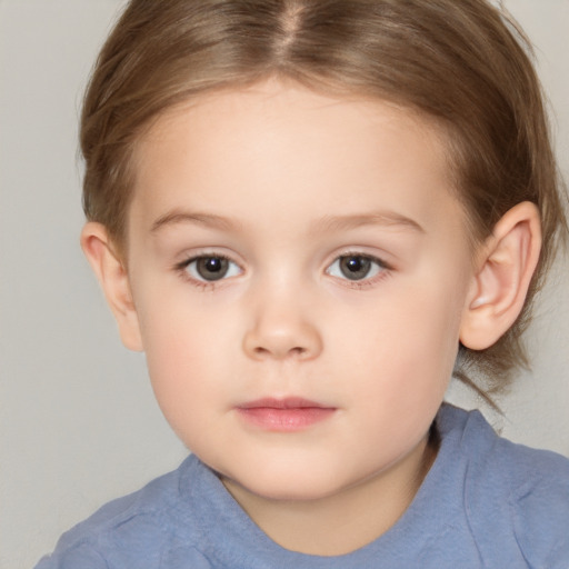 Neutral white child female with medium  brown hair and brown eyes