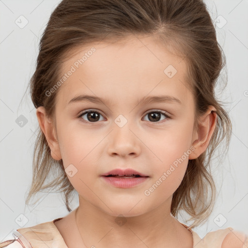 Neutral white child female with medium  brown hair and brown eyes