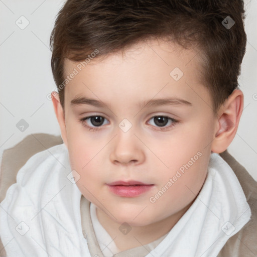 Neutral white child female with short  brown hair and brown eyes