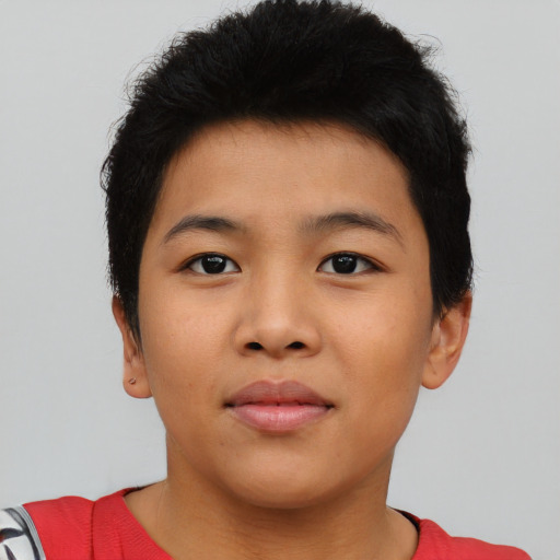 Neutral asian young-adult male with short  brown hair and brown eyes