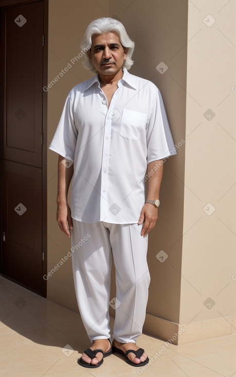 Saudi arabian middle-aged male with  white hair