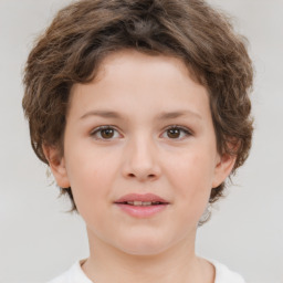 Neutral white child female with short  brown hair and brown eyes