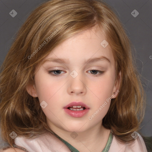 Neutral white child female with medium  brown hair and brown eyes