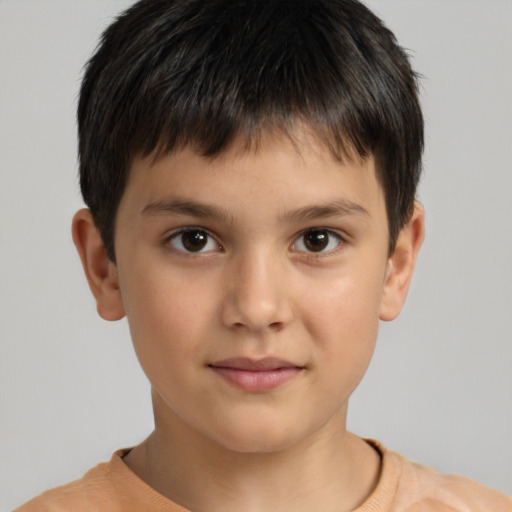 Neutral white child male with short  brown hair and brown eyes