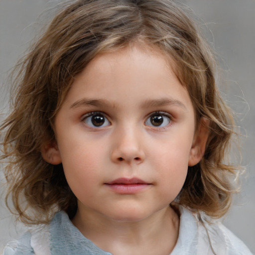 Neutral white child female with medium  brown hair and brown eyes