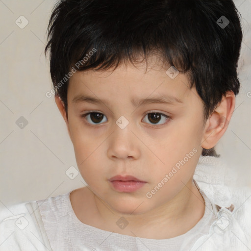 Neutral white child male with short  brown hair and brown eyes