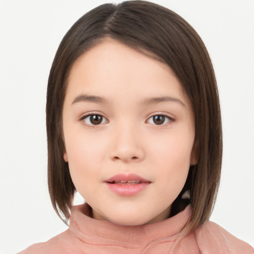 Neutral white child female with medium  brown hair and brown eyes