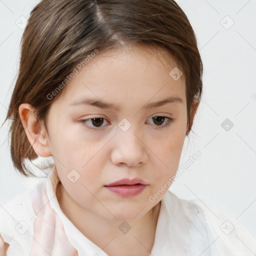 Neutral white child female with medium  brown hair and brown eyes