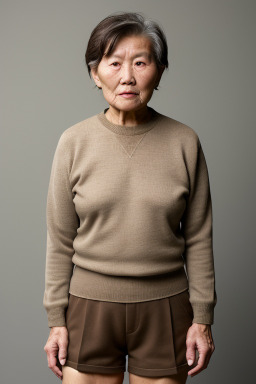 Mongolian elderly female with  brown hair