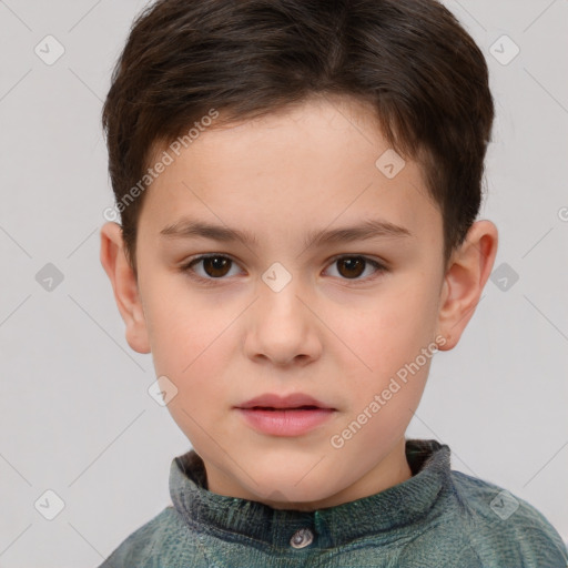 Neutral white child male with short  brown hair and brown eyes