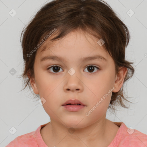 Neutral white child female with medium  brown hair and brown eyes