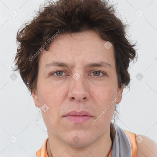 Neutral white adult male with short  brown hair and brown eyes