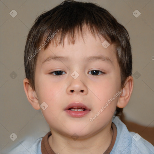 Neutral white child male with short  brown hair and brown eyes