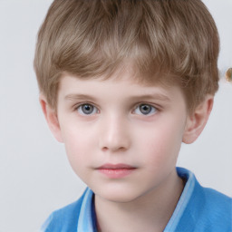 Neutral white child male with short  brown hair and grey eyes