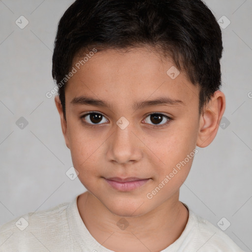 Neutral white child female with short  brown hair and brown eyes