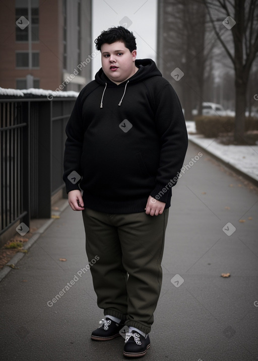 Caucasian teenager male with  black hair