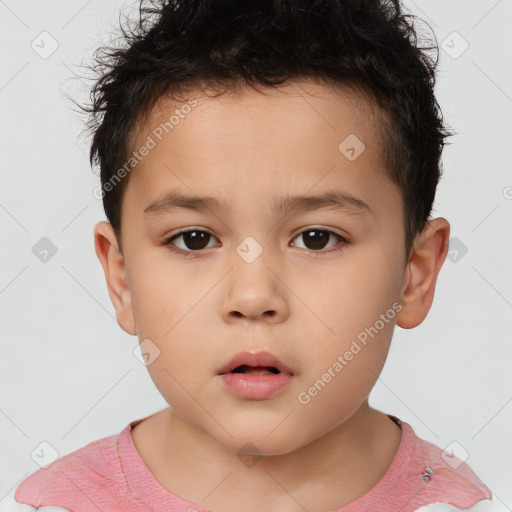 Neutral white child male with short  brown hair and brown eyes